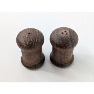 Vintage MCM Teak Wood Salt and Pepper Shakers With Rubber Stoppers